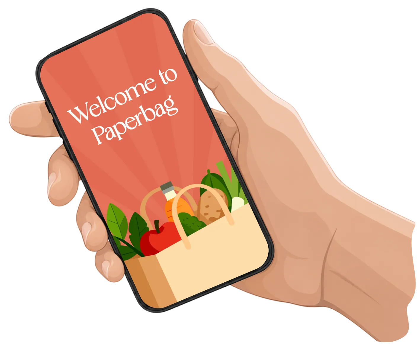 A paper grocery bag full of fresh fruit and vegetables