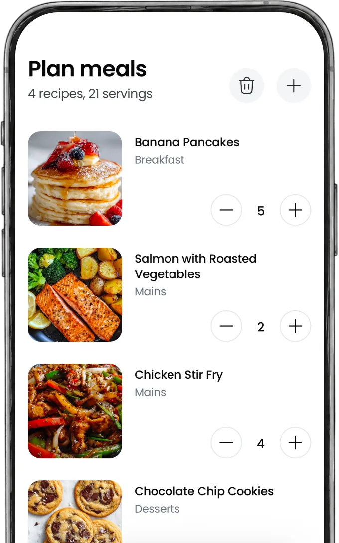 The Paperbag app showing the weekly meal plan screen