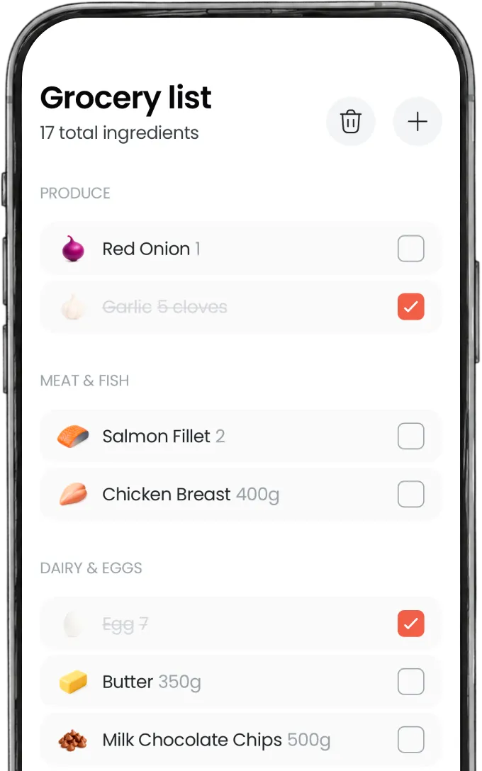 The Paperbag app showing the grocery list screen